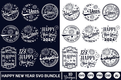 Happy New Year SVG Bundle, Happy New Year Round Signs SVG Bundle, Happy New Year 2024, Happy New Year Design, SVGs,Quotes and Sayings,Food & Drink,On Sale, Print & Cut SVG DesignPlante 503 