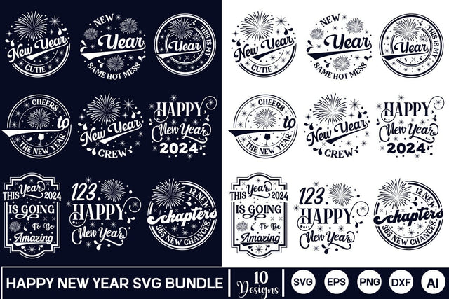 Happy New Year SVG Bundle, Happy New Year Round Signs SVG Bundle, Happy New Year 2024, Happy New Year Design, SVGs,Quotes and Sayings,Food & Drink,On Sale, Print & Cut SVG DesignPlante 503 