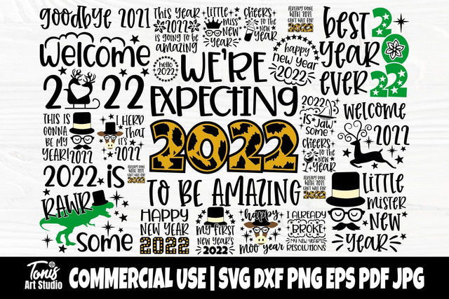 Happy New Year SVG Bundle, Hello 2022 Svg Cut File SVG TonisArtStudio 