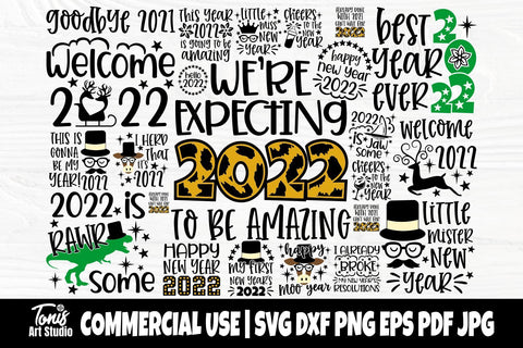 Happy New Year SVG Bundle, Hello 2022 Svg Cut File SVG TonisArtStudio 