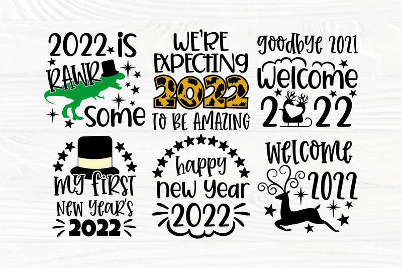 Happy New Year SVG Bundle, Hello 2022 Svg Cut File - So Fontsy