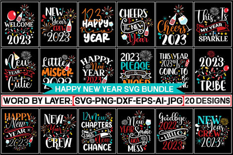 Happy New Year SVG Bundle SVG Cut File SVGs,Quotes and Sayings,Food & Drink,On Sale, Print & Cut SVG DesignPlante 503 