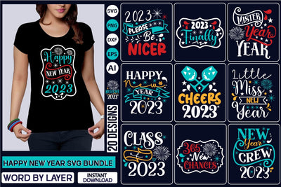Happy New Year SVG Bundle SVG Cut File SVGs,Quotes and Sayings,Food & Drink,On Sale, Print & Cut SVG DesignPlante 503 