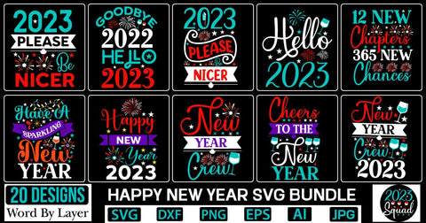 Happy New Year SVG Bundle SVG Design SVGs,Quotes and Sayings,Food & Drink,On Sale, Print & Cut SVG DesignPlante 503 