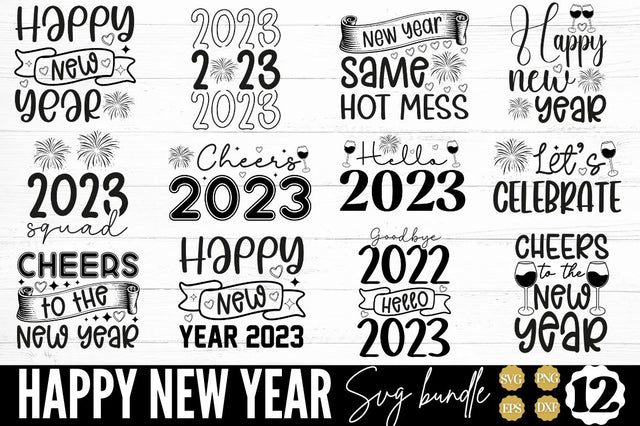 Happy New Year SVG Bundle SVG DESIGNISTIC 