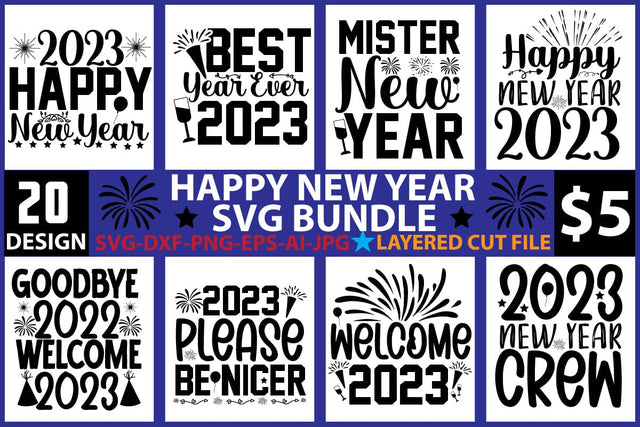 Happy new year SVG Bundle SVG Newmockups 