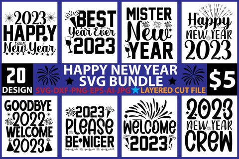 Happy new year SVG Bundle SVG Newmockups 