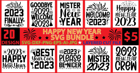 Happy new year SVG Bundle SVG Newmockups 