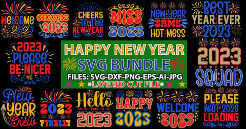 HAPPY NEW YEAR SVG BUNDLE SVG Newmockups 