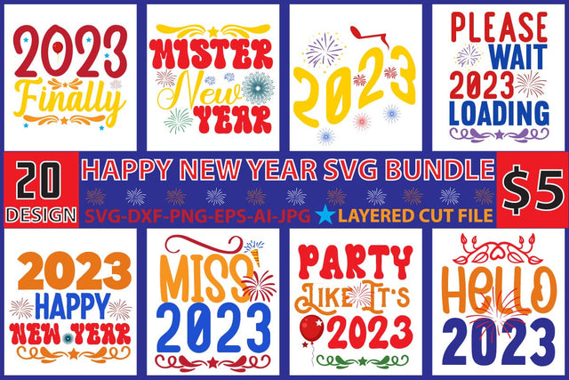 Happy new year SVG Bundle SVG Newmockups 