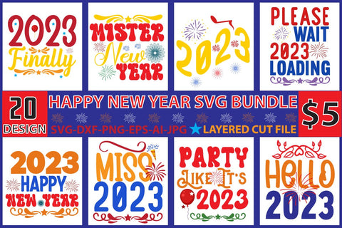 Happy new year SVG Bundle SVG Newmockups 