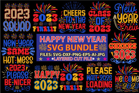 HAPPY NEW YEAR SVG BUNDLE SVG Newmockups 