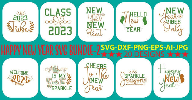 Happy New Year SVG Bundle SVG Syaman 