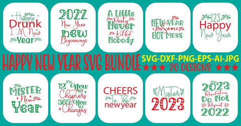 Happy New Year SVG Bundle SVG Syaman 