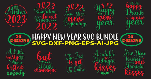 Happy New Year SVG Bundle SVG Syaman 