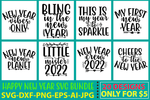 Happy New Year Svg Bundle SVG Syaman 