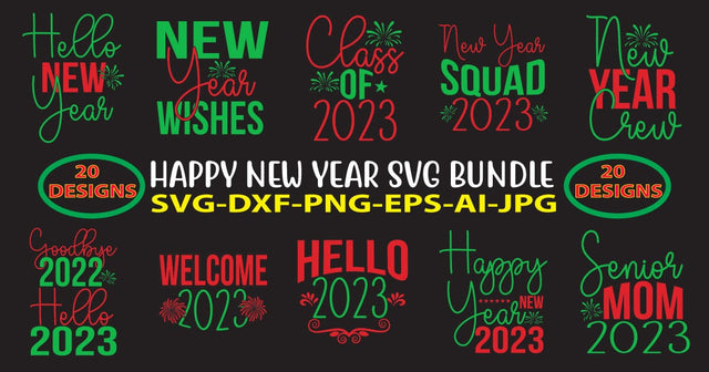 Happy New Year SVG Bundle SVG Syaman 