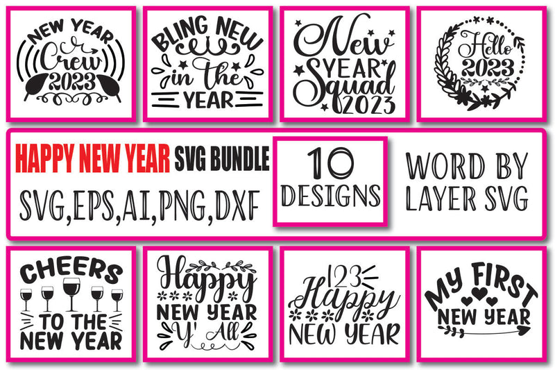 Happy New Year SVG Bundle Voi. 1 SVG Craftlabsvg24 