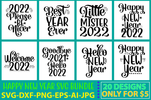 Happy New Year Svg Bundle Vol. 2 SVG Syaman 