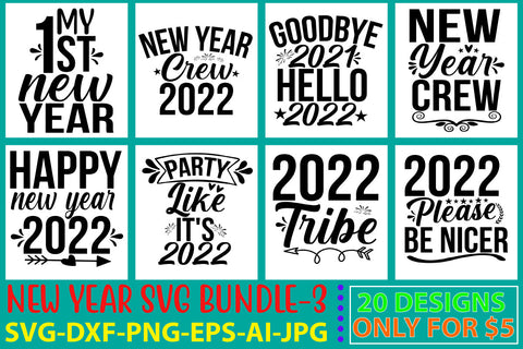 Happy New Year Svg Bundle Vol. 3 SVG Syaman 