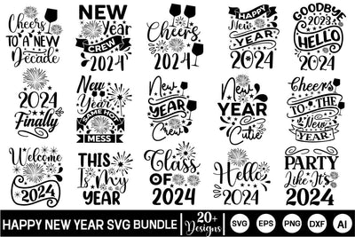 Happy New Year SVG Bundle/Happy New Year 2024 SVG Bundle SVG Design SVGs,Quotes and Sayings,Food & Drink,On Sale, Print & Cut SVG DesignPlante 503 