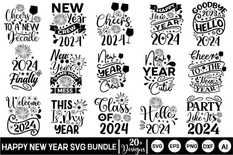 Happy New Year SVG Bundle/Happy New Year 2024 SVG Bundle SVG Design SVGs,Quotes and Sayings,Food & Drink,On Sale, Print & Cut SVG DesignPlante 503 