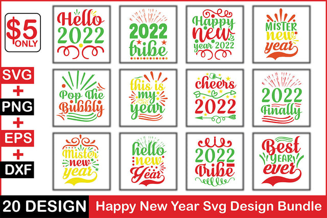 Happy New Year SVG Design Bundle SVG Rupkotha 
