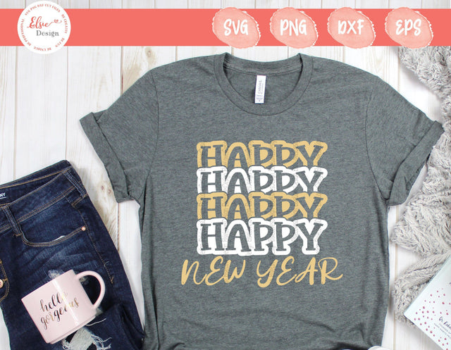 HAPPY NEW YEAR - SVG, PNG, DXF, EPS SVG Elsie Loves Design 