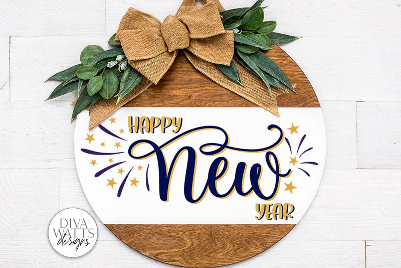 Happy New Year SVG | Round Sign Design SVG Diva Watts Designs 