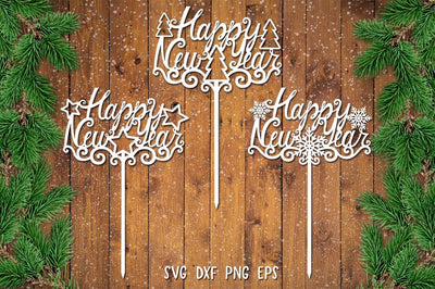 Happy New Year Topper SVG,DXF,Cake Topper SVG,Laser Cut File SVG goodfox86 