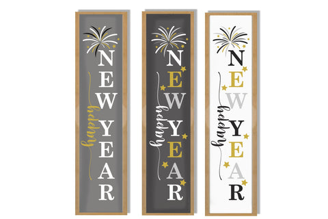 Happy New Year Vertical Porch Sign SVG SVG Style and Stencil 