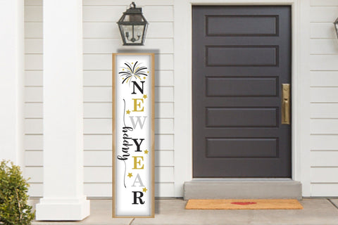 Happy New Year Vertical Porch Sign SVG SVG Style and Stencil 