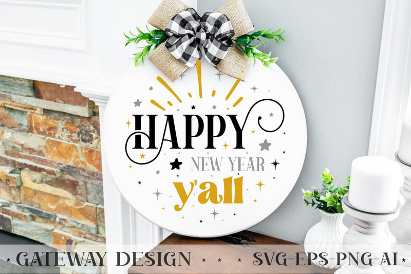 Happy New Year Y'all Sign Svg Design SVG designmaster24 
