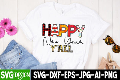 Happy New Year Y'all Sublimation Design , New Year Sublimation Design Sublimation BlackCatsMedia 
