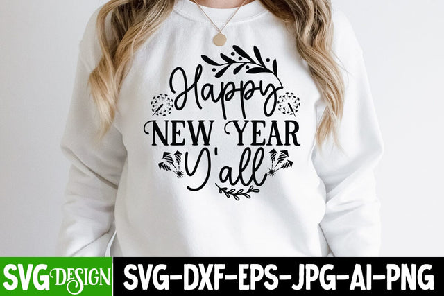 Happy New Year Y'all SVG Cut File , New Year SVG Cut File SVG BlackCatsMedia 