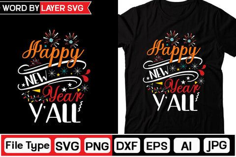 Happy New Year Y'all SVG Cut File SVG DesignPlante 503 