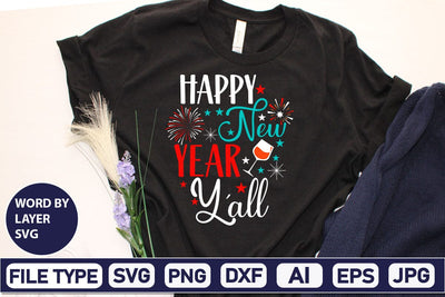 Happy New Year Y'all SVG Design SVGs,Quotes and Sayings,Food & Drink,On Sale, Print & Cut SVG DesignPlante 503 