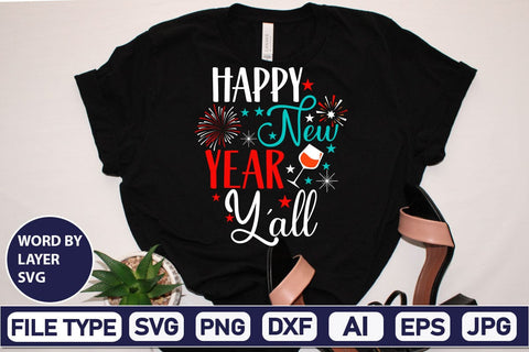 Happy New Year Y'all SVG Design SVGs,Quotes and Sayings,Food & Drink,On Sale, Print & Cut SVG DesignPlante 503 