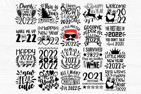 Happy New Years SVG Bundle, Hello 2022 Svg, Goodbye 2021 Svg - So Fontsy