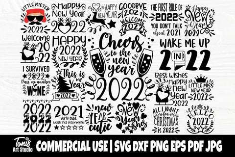 Happy New Years SVG Bundle, Hello 2022 Svg, Goodbye 2021 Svg - So Fontsy