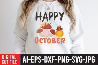 Happy October SVG Cut File , Happy October Quotes SVG BlackCatsMedia 