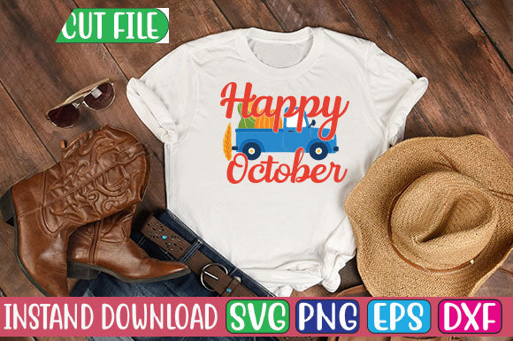 Happy October SVG Cut File SVGs, Quotes and Sayings, Food & Drink, Holiday,On Sale, SVG Studio Innate 