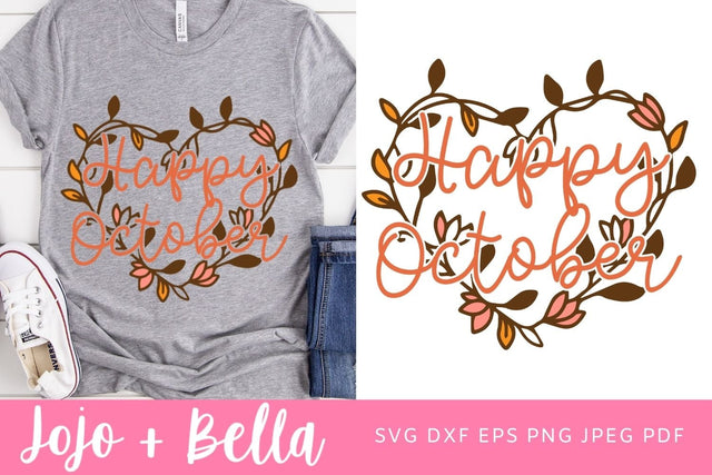 Happy October Svg, October Svg, Fall Svg, Happy Fall Svg, Happy Fall Shirt Svg, Svg files for Cricut, Silhouette, sublimation SVG Jojo&Bella 
