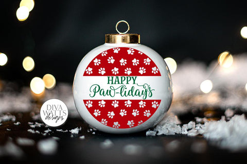 Happy Paw-liday's SVG | Christmas / Winter Round Design SVG Diva Watts Designs 