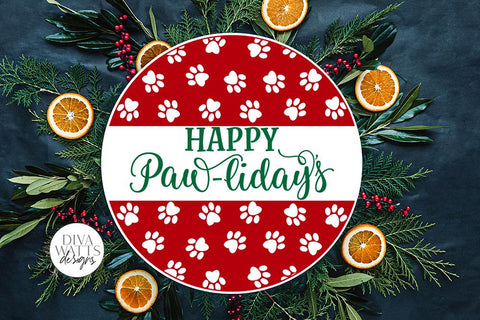 Happy Paw-liday's SVG | Christmas / Winter Round Design SVG Diva Watts Designs 