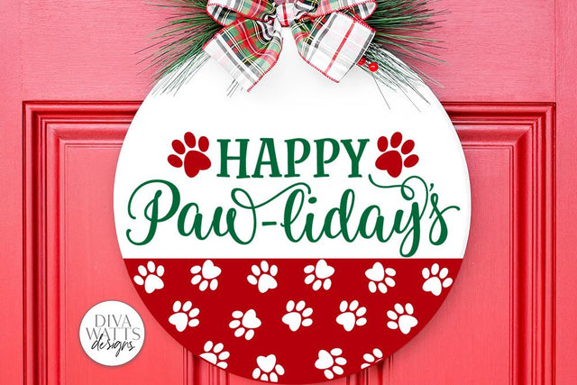 Happy Paw-liday's SVG | Christmas / Winter Round Design SVG Diva Watts Designs 