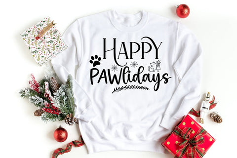 Happy Pawlidays Christmas SVG I Christmas Cat Ornaments SVG SVG Happy Printables Club 