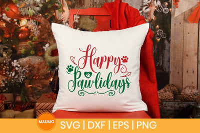 Happy pawlidays, funny christmas svg quote SVG Maumo Designs 