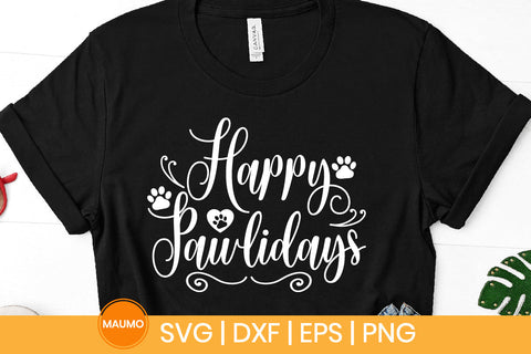 Happy pawlidays, funny christmas svg quote SVG Maumo Designs 