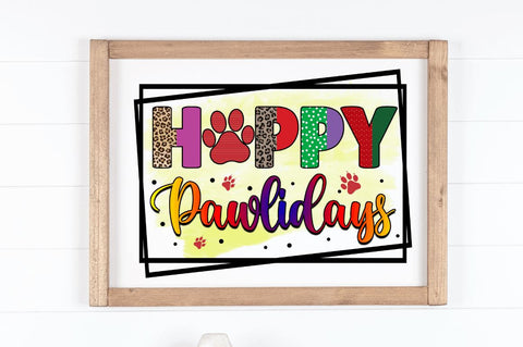 Happy pawlidays Sublimation PNG, Sublimation Christmas Dog Design Sublimation Regulrcrative 